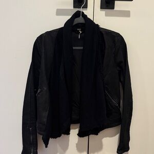 Free People Black Coated Denim Jacket